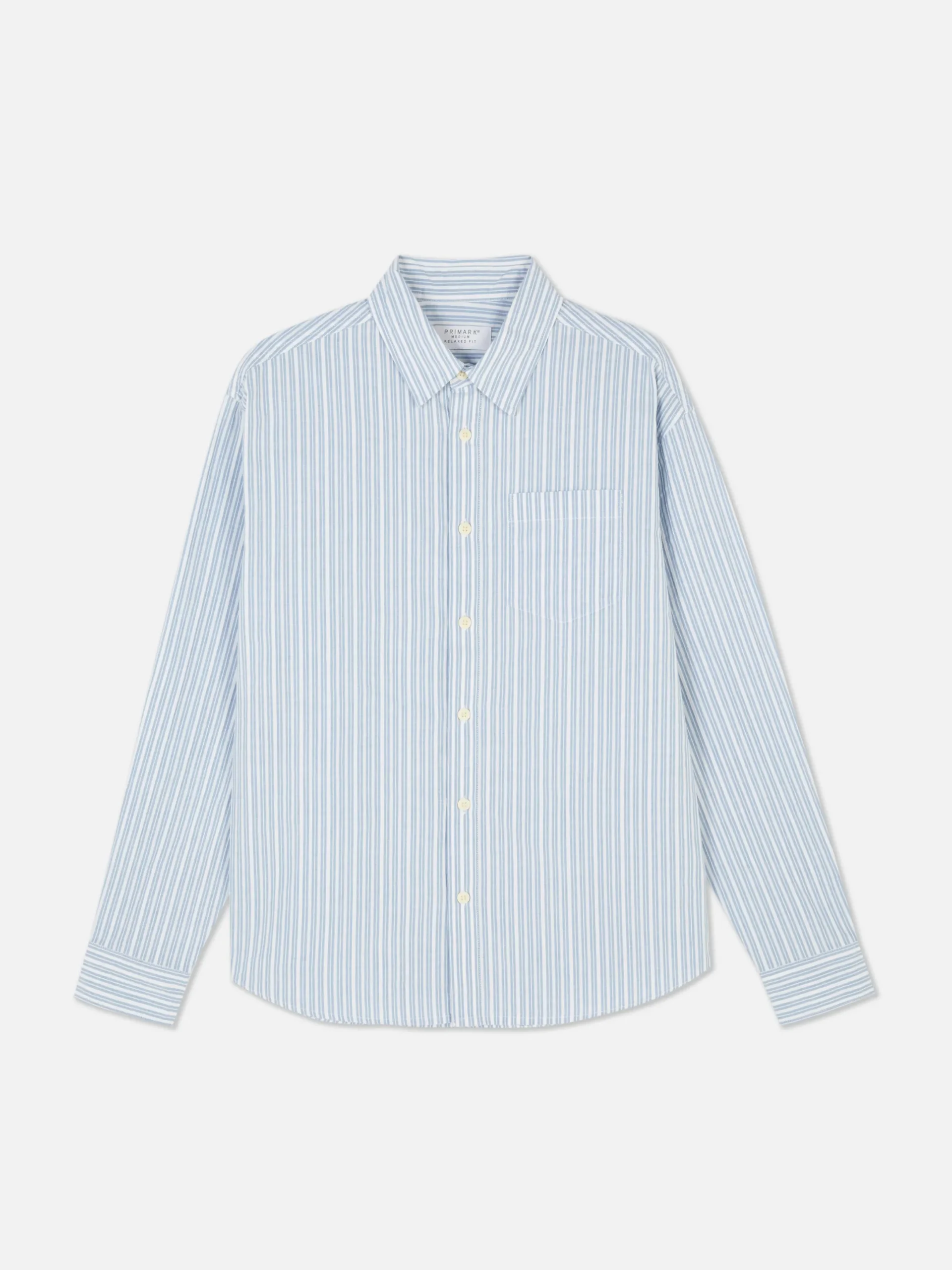 Hemden|Primark Langärmeliges Jacquardhemd Mit Streifen Hellblau