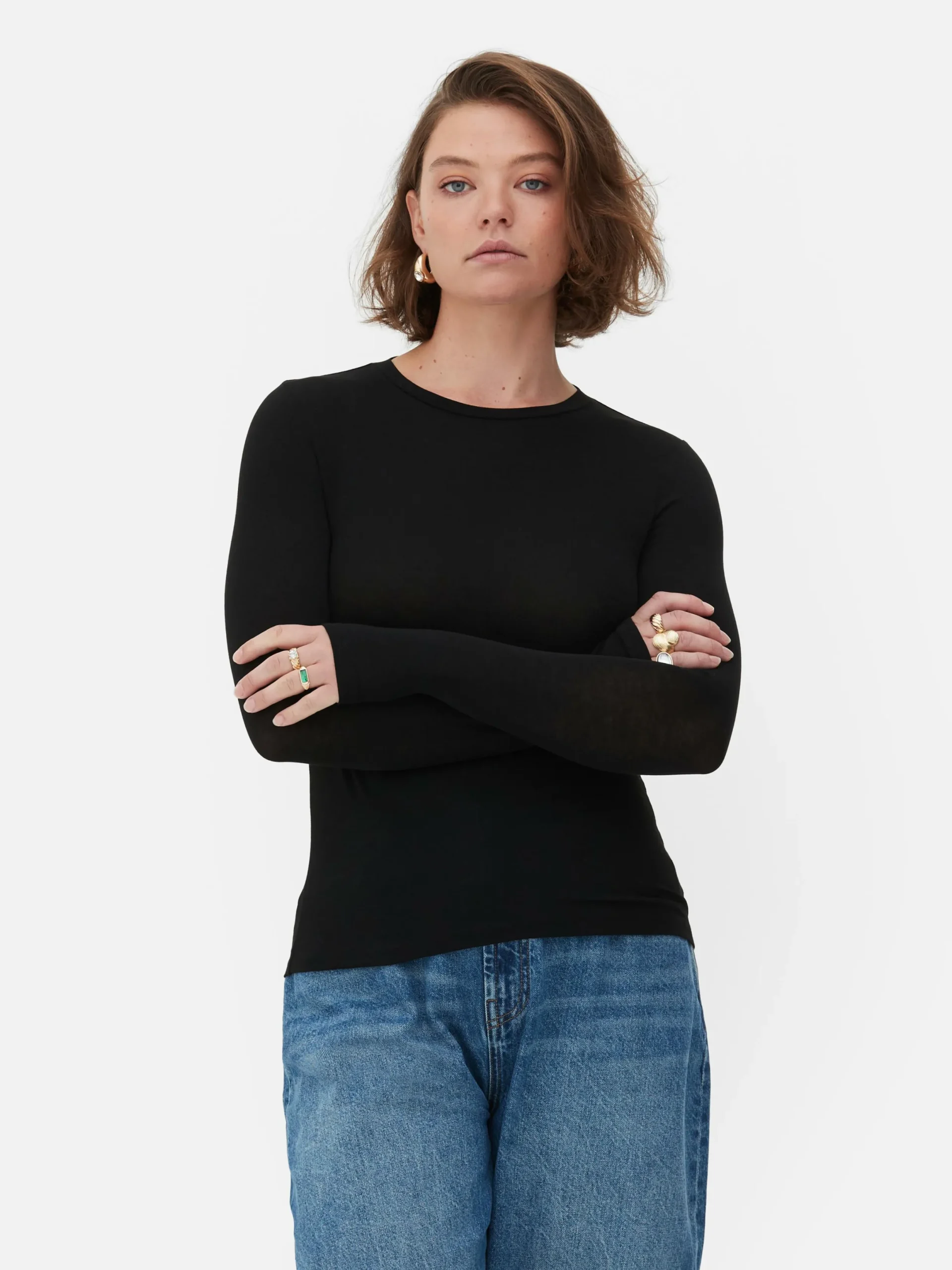 Tops Und T-Shirts|Primark Langärmeliges „Rita Ora“ Stretch-T-Shirt Schwarz