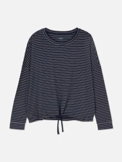 Schlafanzugoberteile|Primark Langärmeliges Schlafanzugtop Mit Streifen Marineblau
