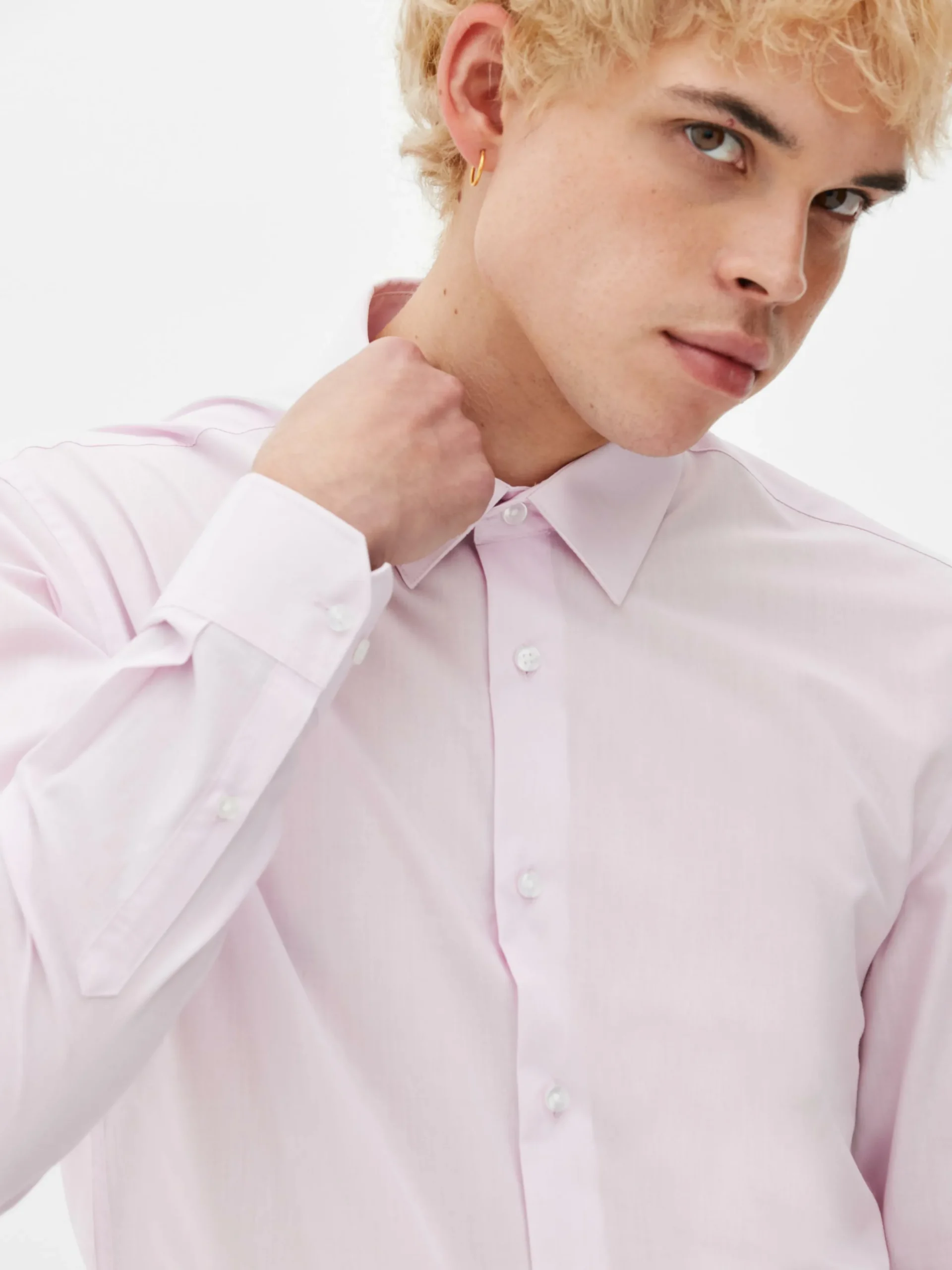Hemden|Primark Langärmeliges Slim-Fit-Hemd Rosa