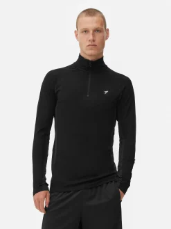 Sportbekleidung|Tops Und T-Shirts|Primark Langärmeliges Sport-Top Mit Viertelreißverschluss Schwarz