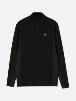 Sportbekleidung|Tops Und T-Shirts|Primark Langärmeliges Sport-Top Mit Viertelreißverschluss Schwarz