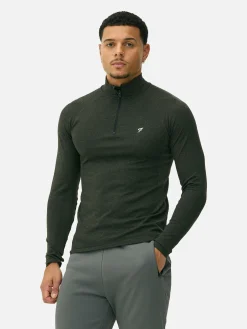 Sportbekleidung|Tops Und T-Shirts|Primark Langärmeliges Sport-Top Mit Viertelreißverschluss Dunkelgrün