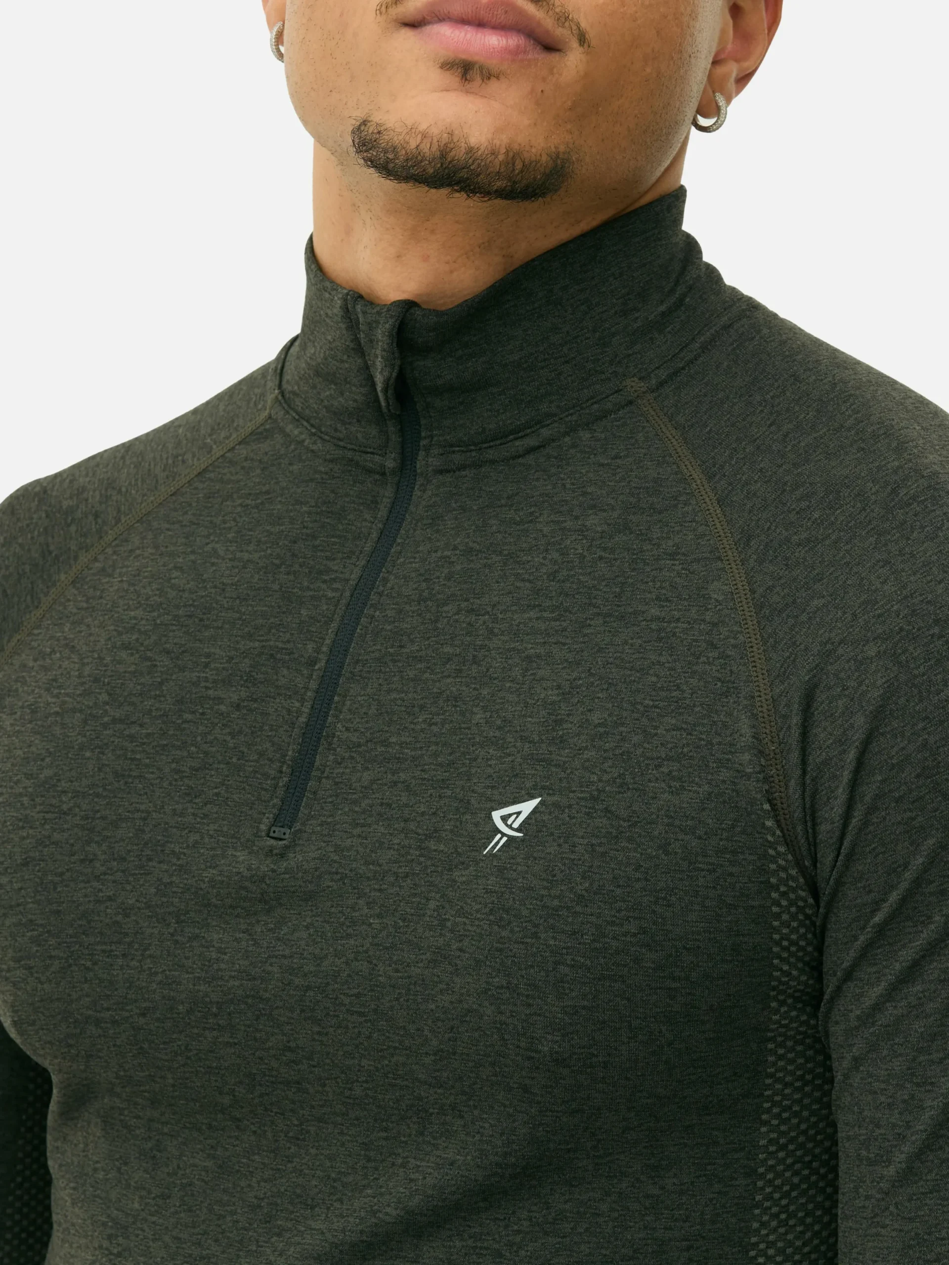Sportbekleidung|Tops Und T-Shirts|Primark Langärmeliges Sport-Top Mit Viertelreißverschluss Dunkelgrün