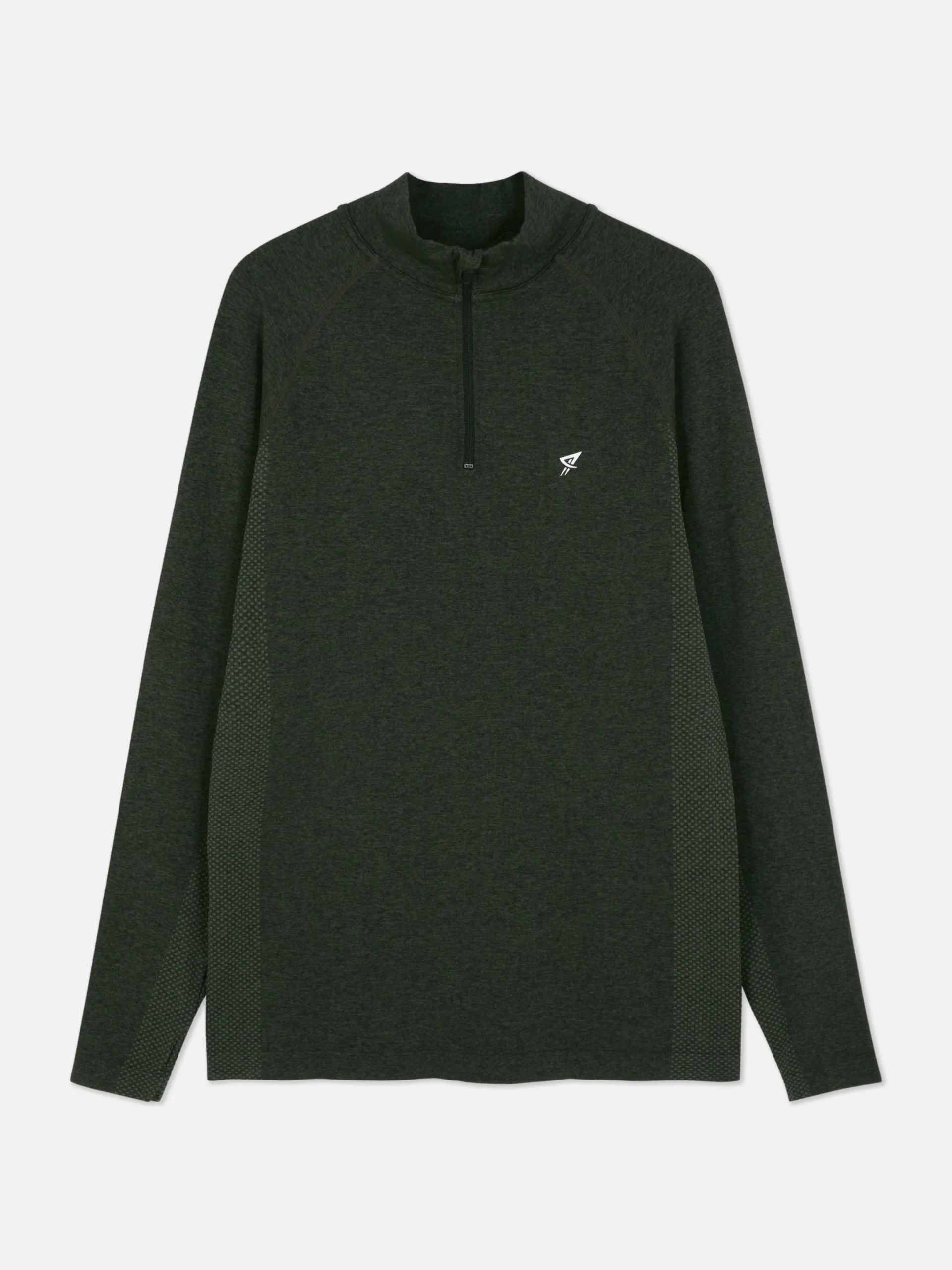 Sportbekleidung|Tops Und T-Shirts|Primark Langärmeliges Sport-Top Mit Viertelreißverschluss Dunkelgrün