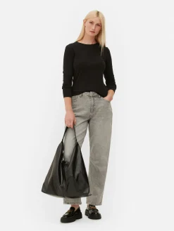 Tops Und T-Shirts|Primark Langärmeliges Stretch-T-Shirt Schwarz
