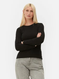 Tops Und T-Shirts|Primark Langärmeliges Stretch-T-Shirt Schwarz