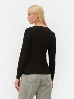 Tops Und T-Shirts|Primark Langärmeliges Stretch-T-Shirt Schwarz