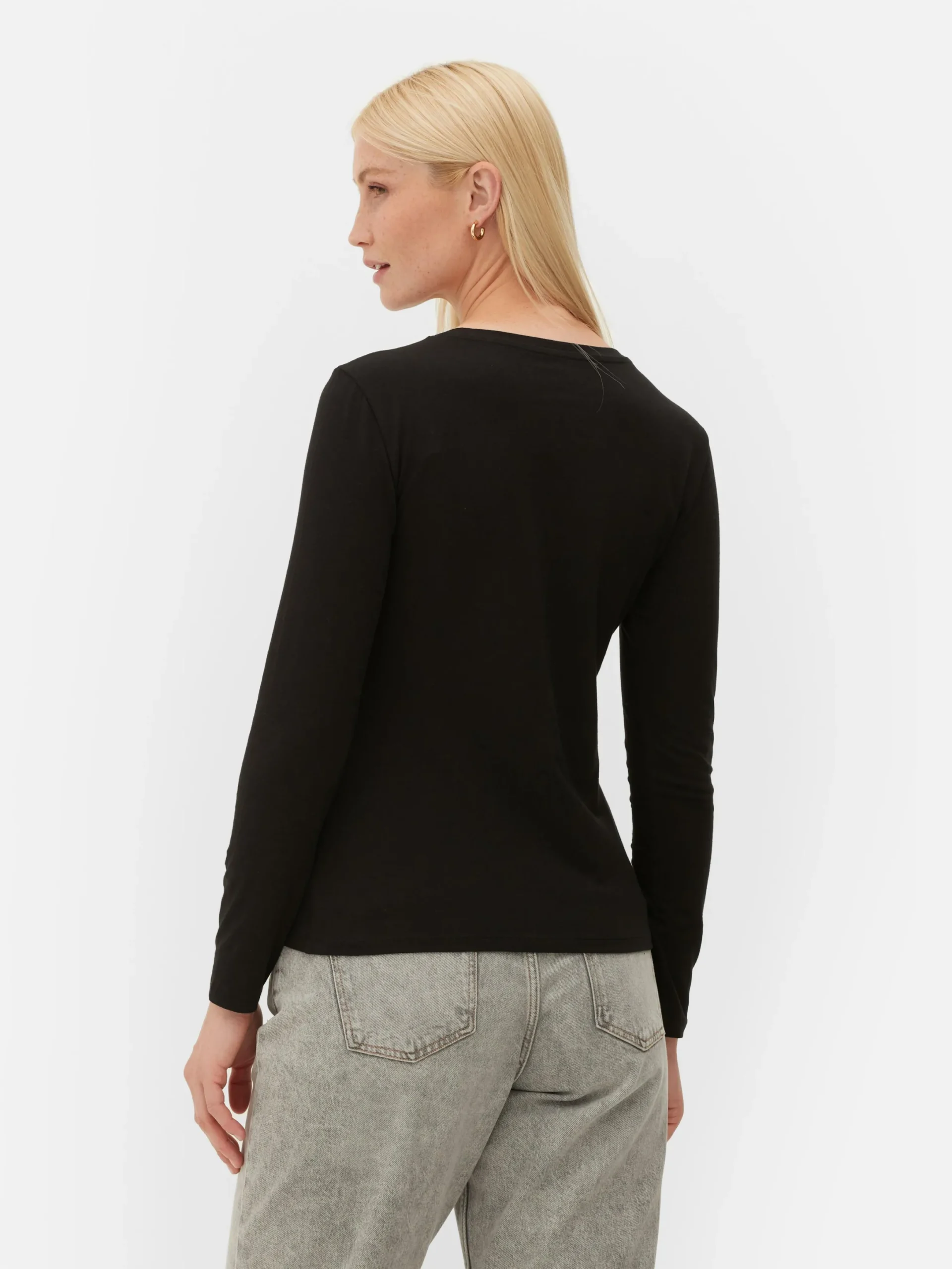 Tops Und T-Shirts|Primark Langärmeliges Stretch-T-Shirt Schwarz