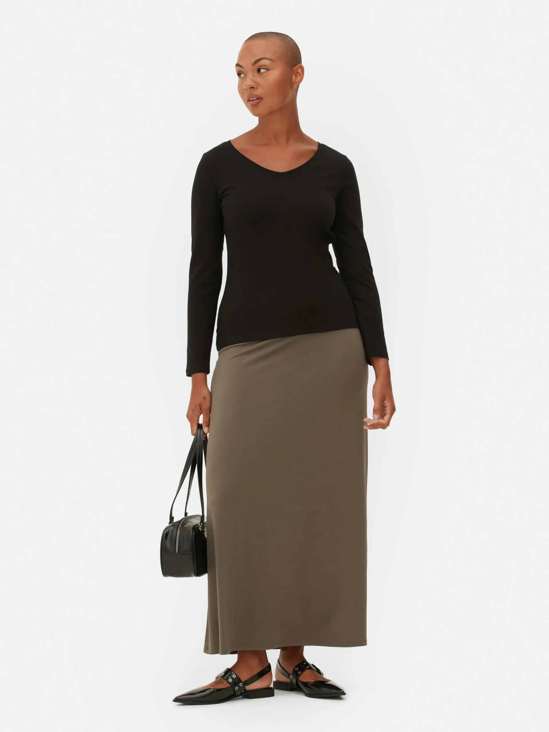 Tops Und T-Shirts|Primark Langärmeliges Stretch-T-Shirt Schwarz