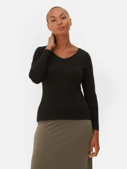 Tops Und T-Shirts|Primark Langärmeliges Stretch-T-Shirt Schwarz