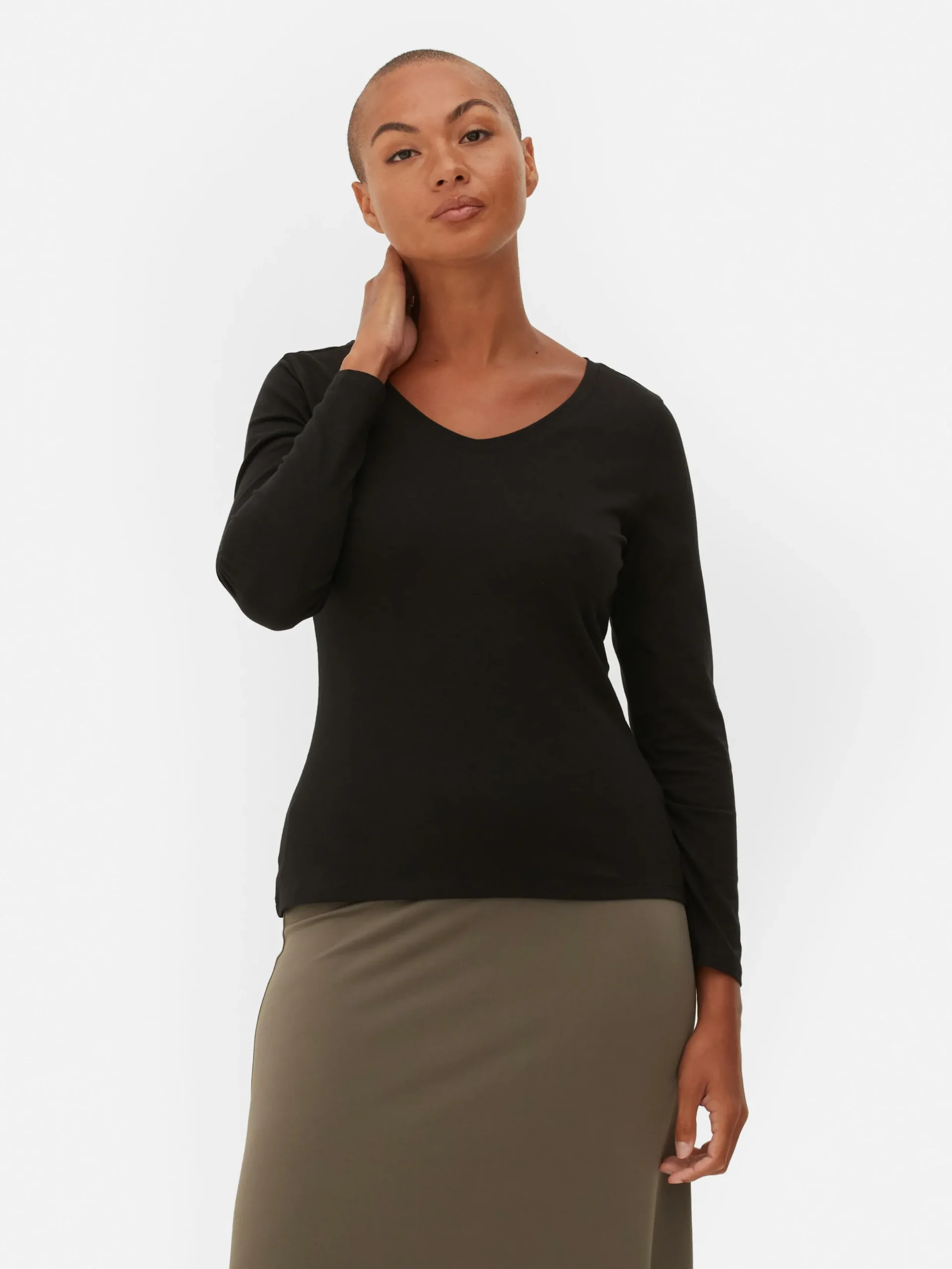Tops Und T-Shirts|Primark Langärmeliges Stretch-T-Shirt Schwarz