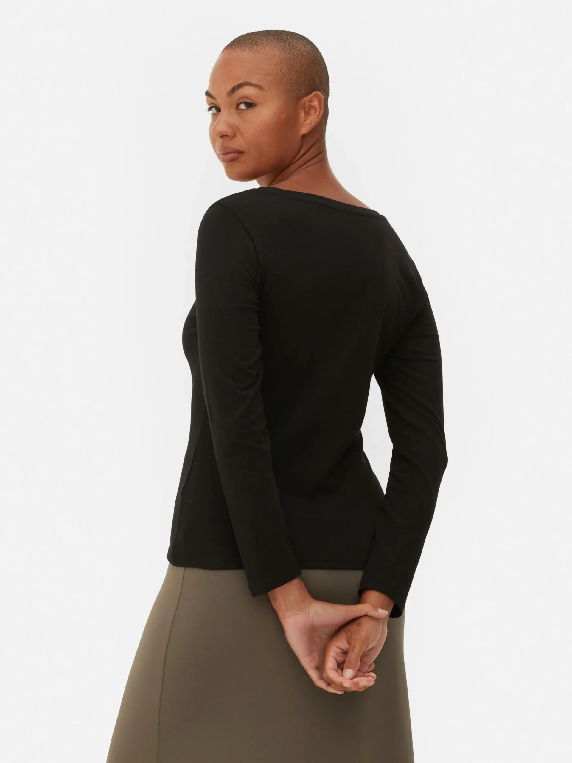 Tops Und T-Shirts|Primark Langärmeliges Stretch-T-Shirt Schwarz