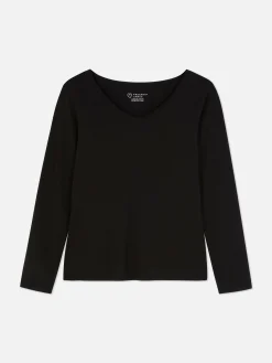 Tops Und T-Shirts|Primark Langärmeliges Stretch-T-Shirt Schwarz