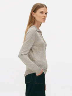 Pullover Und Cardigans|Primark Langärmeliges „The Edit“ Strick-Poloshirt Taupefarben