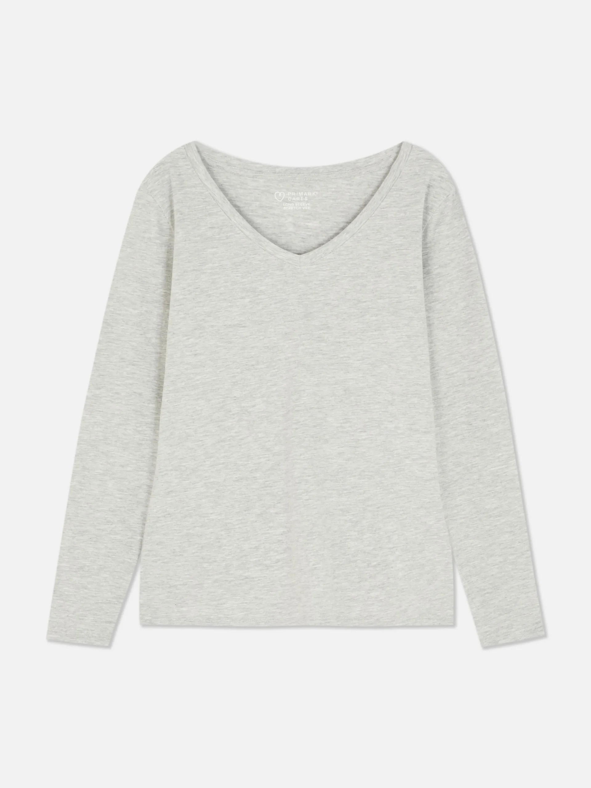 Tops Und T-Shirts|Primark Langärmeliges Top Mit V-Ausschnitt Grau meliert