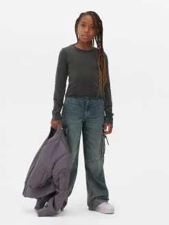 Tops Und T-Shirts|Primark Langärmeliges T-Shirt In Acid-Wash-Optik Anthrazitfarben