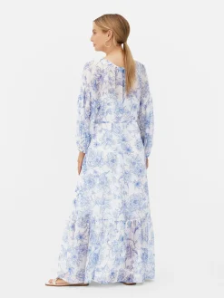 Kleider|Primark Langärmeliges Umstands-Maxikleid Mit Blumenmuster Blau