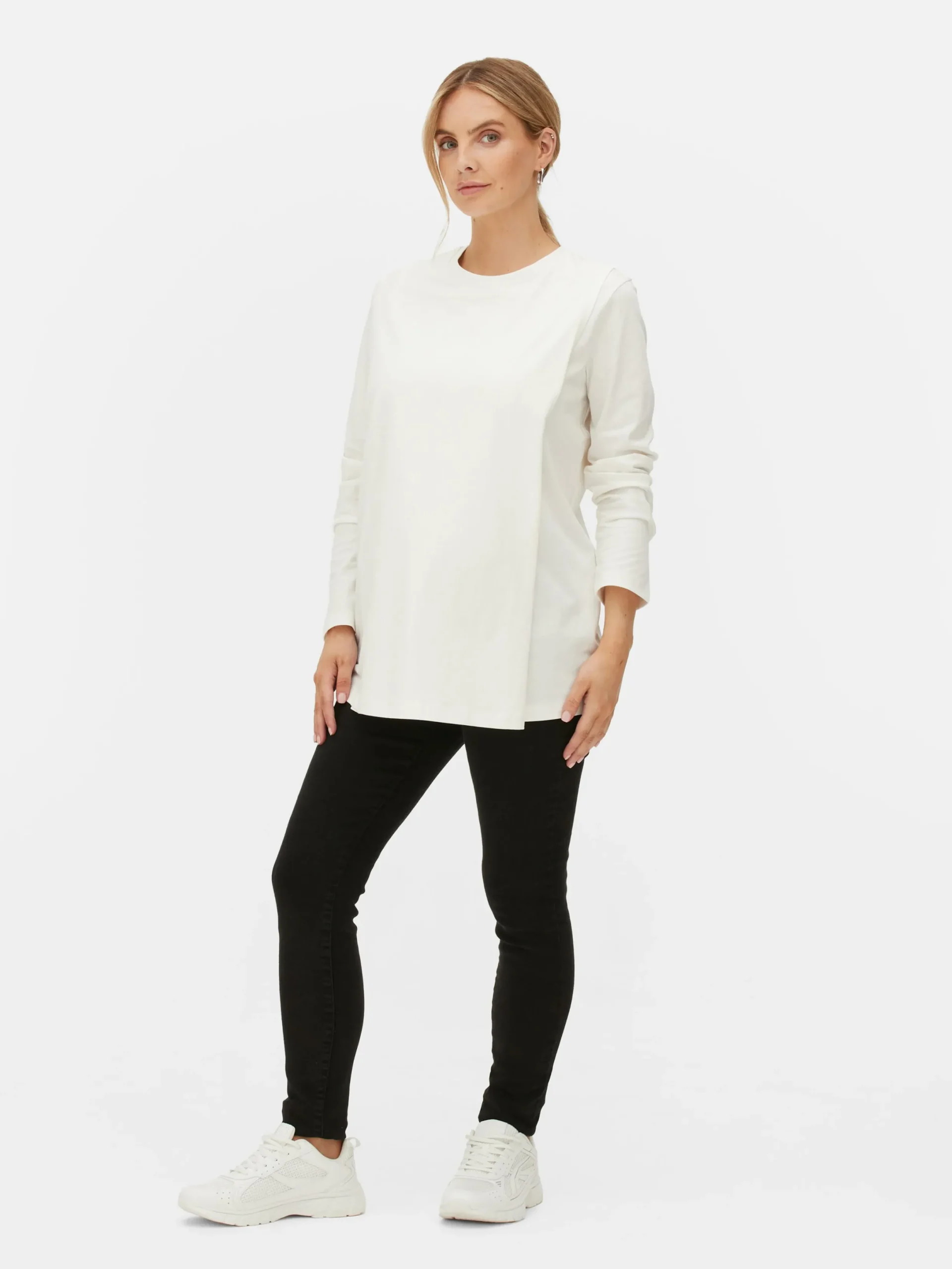 Tops Und T-Shirts|Primark Langärmeliges Umstandstop In Wickeloptik Ecrufarben
