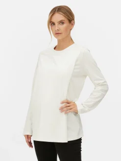 Tops Und T-Shirts|Primark Langärmeliges Umstandstop In Wickeloptik Ecrufarben