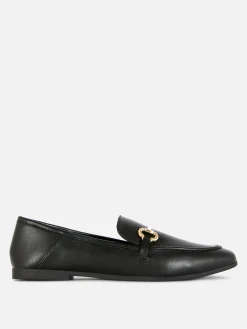 Flache Schuhe|Primark Loafer Aus Kunstleder Mit Schnalle Schwarz