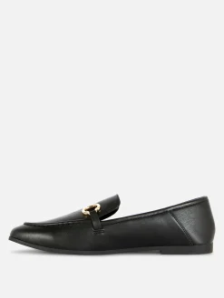 Flache Schuhe|Primark Loafer Aus Kunstleder Mit Schnalle Schwarz