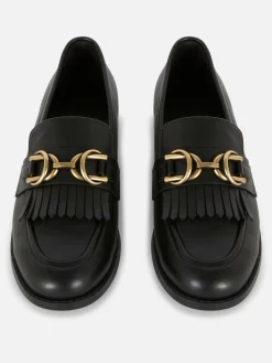 Flache Schuhe|Primark Loafer Mit Fransen Und Schnalle Schwarz