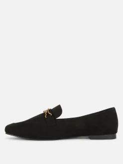 Flache Schuhe|Primark Loafer Mit Kettendetail In Weiter Passform Schwarz