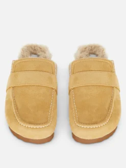 Hausschuhe|Hausschuhe|Primark Loafer Mit Kunstfellfutter Beige