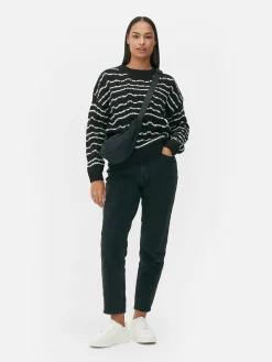 Pullover Und Cardigans|Primark Lochstrickpullover Mit Rundhalsausschnitt Schwarz/Weiß