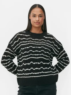 Pullover Und Cardigans|Primark Lochstrickpullover Mit Rundhalsausschnitt Schwarz/Weiß