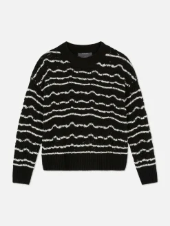 Pullover Und Cardigans|Primark Lochstrickpullover Mit Rundhalsausschnitt Schwarz/Weiß