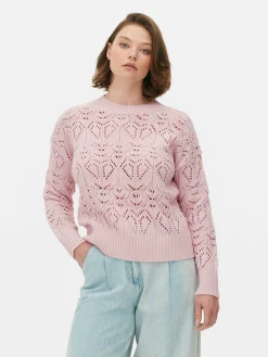 Pullover Und Cardigans|Primark Lochstrickpullover Mit Rundhalsausschnitt Rosa