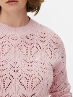Pullover Und Cardigans|Primark Lochstrickpullover Mit Rundhalsausschnitt Rosa