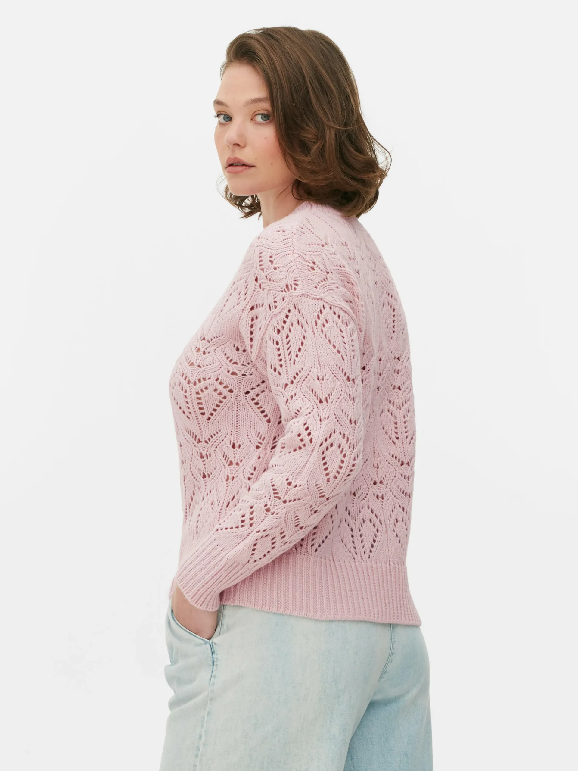 Pullover Und Cardigans|Primark Lochstrickpullover Mit Rundhalsausschnitt Rosa