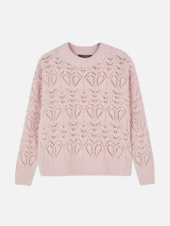 Pullover Und Cardigans|Primark Lochstrickpullover Mit Rundhalsausschnitt Rosa