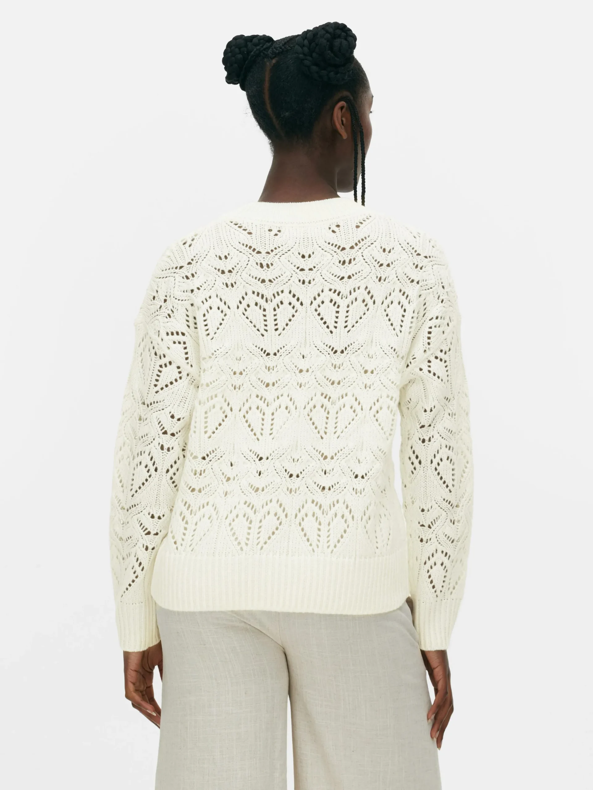 Pullover Und Cardigans|Primark Lochstrickpullover Mit Rundhalsausschnitt Elfenbeinfarben