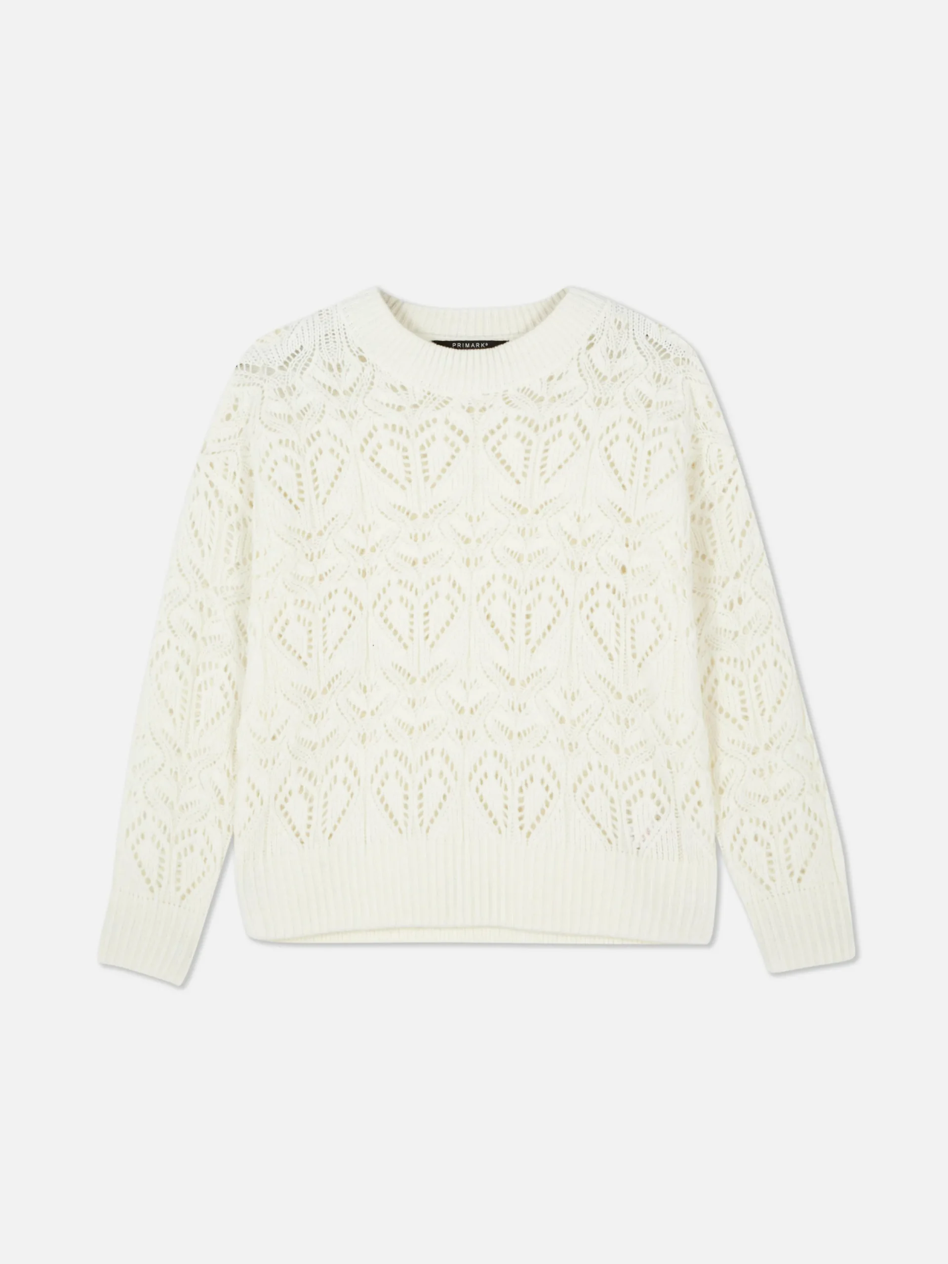 Pullover Und Cardigans|Primark Lochstrickpullover Mit Rundhalsausschnitt Elfenbeinfarben