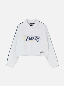 Hoodies Und Sweatshirts|Primark „Los Angeles Lakers“ Polo-Sweatshirt Grau meliert