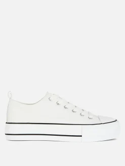Sneakers|Primark Low-Top Sneakers Aus Kunstleder Mit Plateausohle Weiß