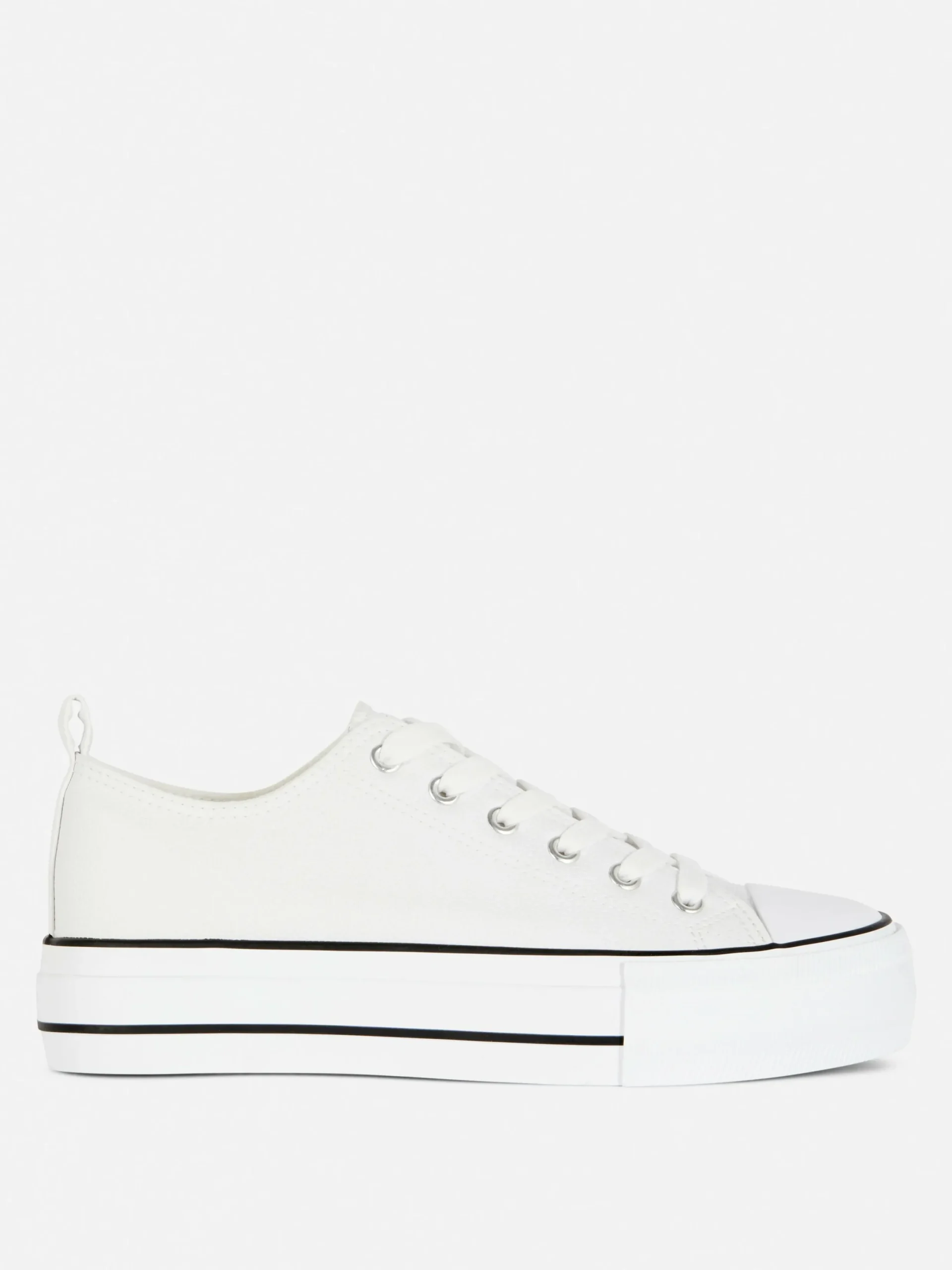 Sneakers|Primark Low-Top Sneakers Aus Kunstleder Mit Plateausohle Weiß