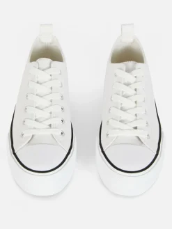Sneakers|Primark Low-Top Sneakers Aus Kunstleder Mit Plateausohle Weiß