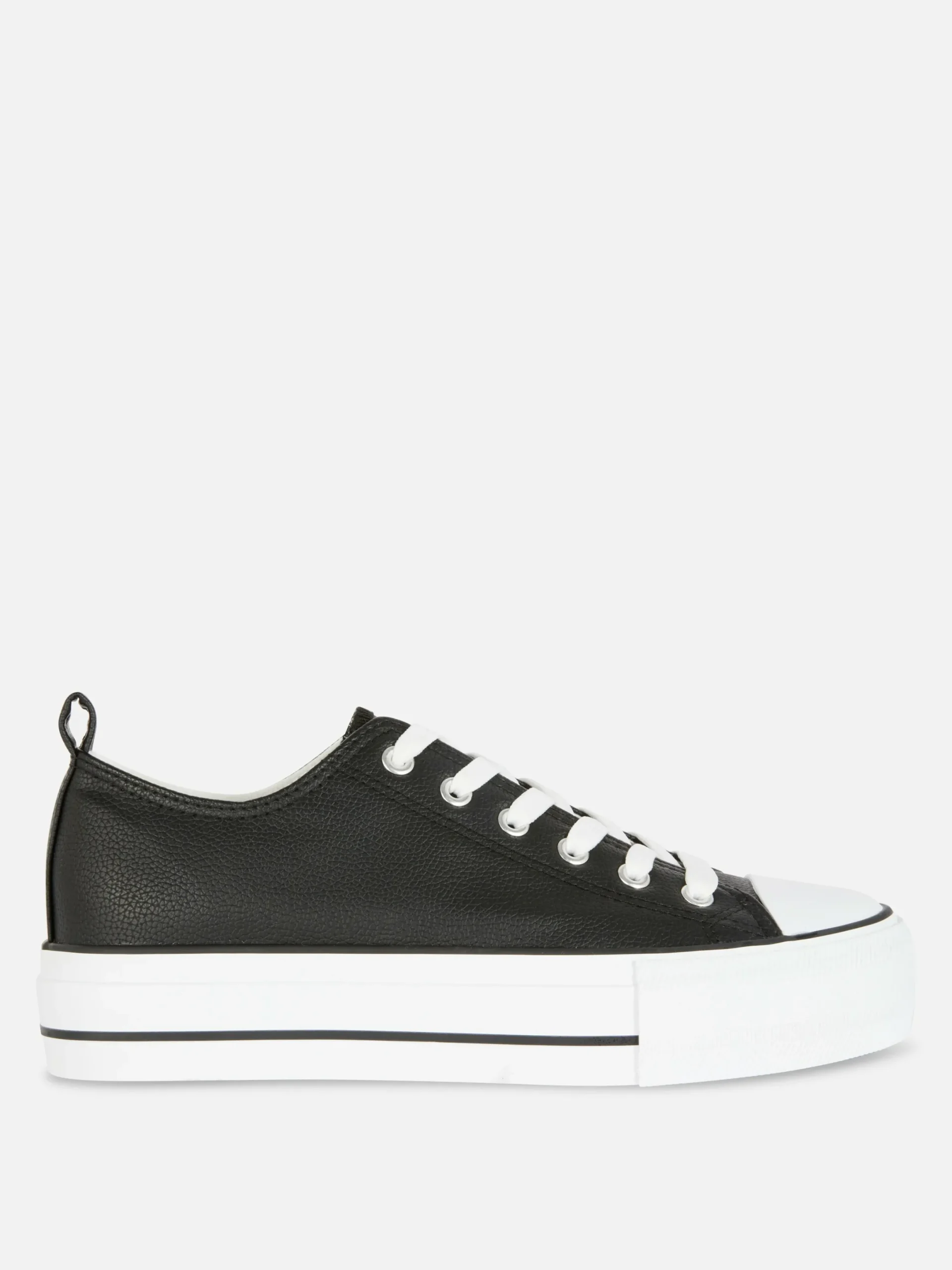 Sneakers|Primark Low-Top Sneakers Aus Kunstleder Mit Plateausohle Schwarz
