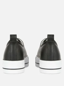 Sneakers|Primark Low-Top Sneakers Aus Kunstleder Mit Plateausohle Schwarz