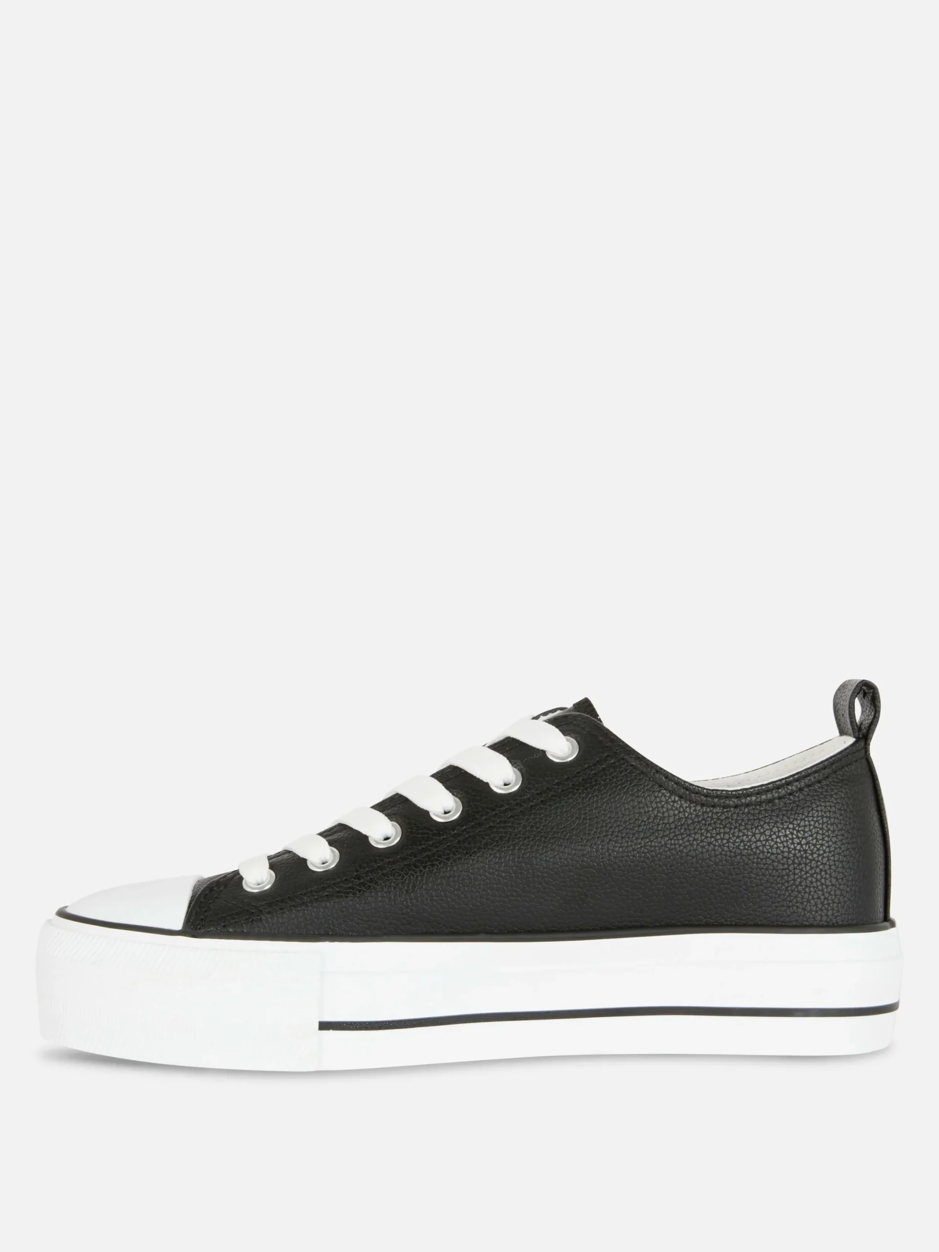 Sneakers|Primark Low-Top Sneakers Aus Kunstleder Mit Plateausohle Schwarz