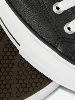 Sneakers|Primark Low-Top Sneakers Aus Kunstleder Mit Plateausohle Schwarz