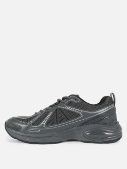 Sneakers|Sportbekleidung|Primark Low-Top-Sportsneaker Mit Einsätzen Anthrazitfarben