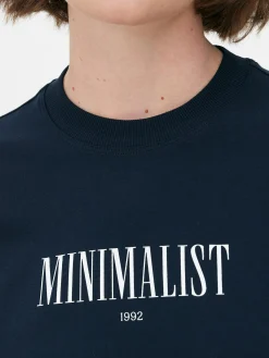 Tops Und T-Shirts|Primark Lässig Geschnittenes Grafik-Hemd Marineblau