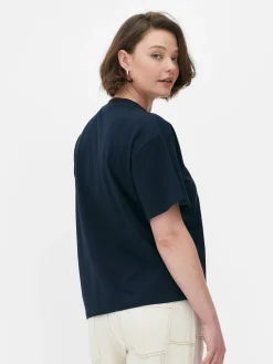 Tops Und T-Shirts|Primark Lässig Geschnittenes Grafik-Hemd Marineblau