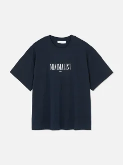 Tops Und T-Shirts|Primark Lässig Geschnittenes Grafik-Hemd Marineblau